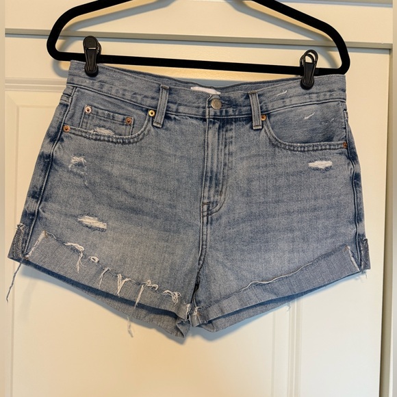 pistola Pants - Pistola Light Blue Distressed Jean Shorts - 28